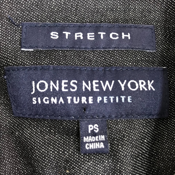 Jones New York Dark Wash Denim Leather Hem Jacket - Picture 4 of 5